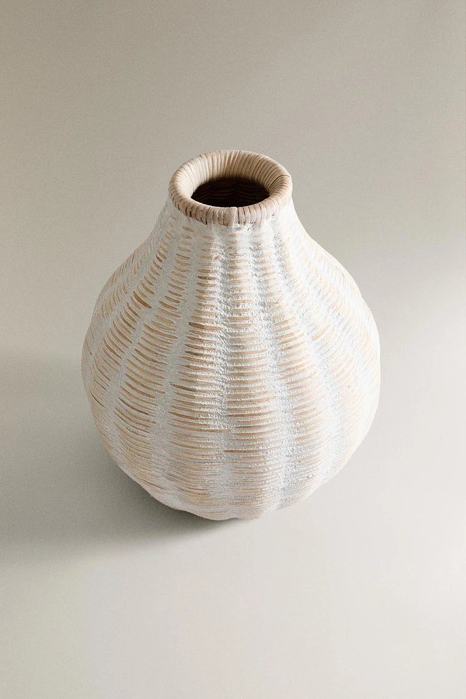 TALL MICROCEMENT BASKET VASE