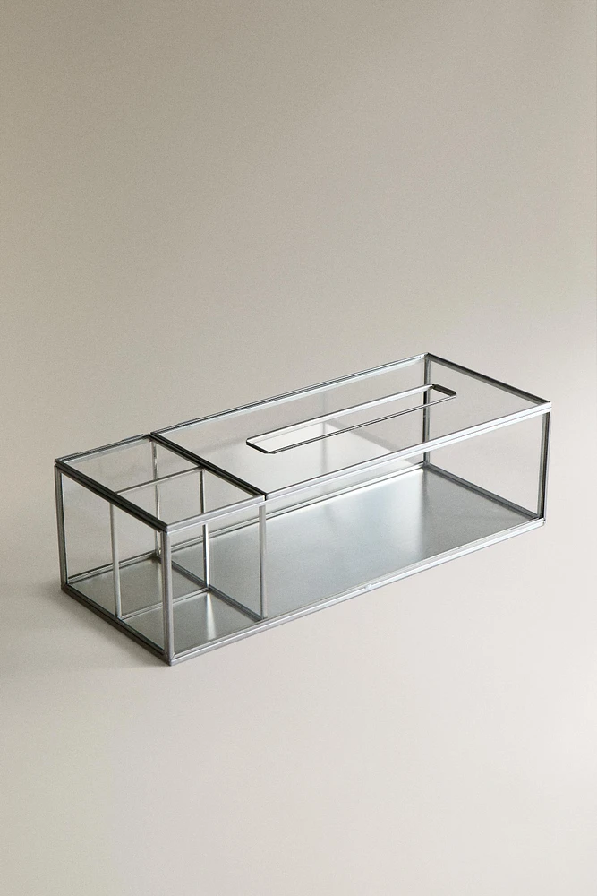GLASS AND METAL MULTI-PURPOSE TISSUE BOX