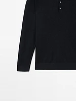 100% linen knit polo collar sweater