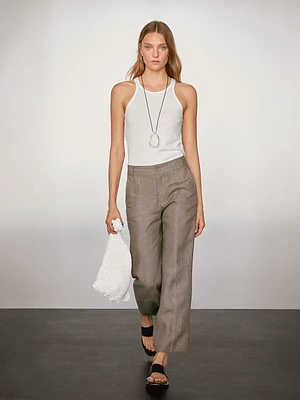 100% linen flare fit trousers