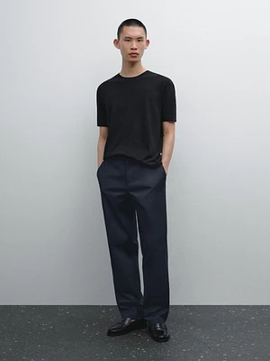 Short-sleeved T-shirt with linen