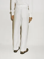 Pantalon à double pince 100 % lin