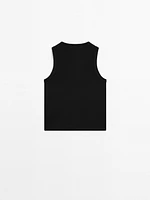 Sleeveless mercerised cotton T-shirt