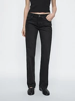 Low-rise straight-leg jeans