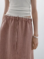 Jupe midi élastique 100 % lin