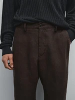 Pantalon straight 100 % lin