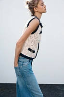 TOP GILET EN MAILLE POINTELLE