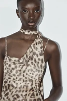 PRINTED TULLE SCARF BODYSUIT