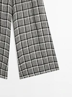 Pantalon palazzo à carreaux 100 % lin