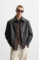 FAUX LEATHER WASHED JACKET