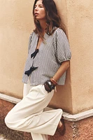 STRIPED TIE BLOUSE