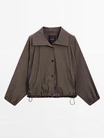 Linen blend bomber jacket