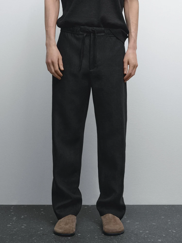 100% linen jogger trousers