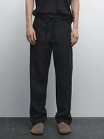 100% linen jogger trousers
