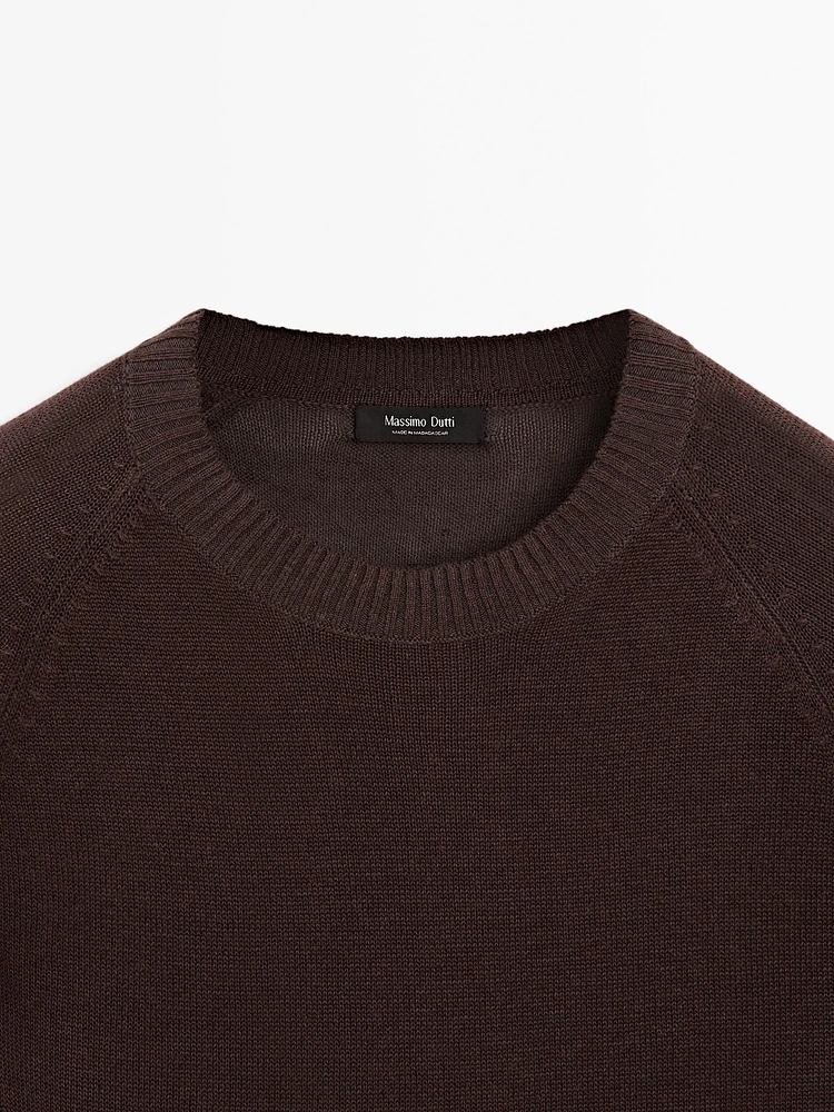 Linen blend crew neck sweater