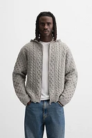 HOODED TEXTURED CARDIGAN