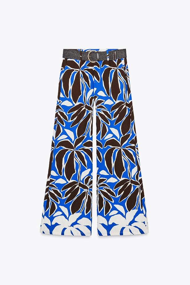 FLORAL PRINT WIDE LEG PANTS