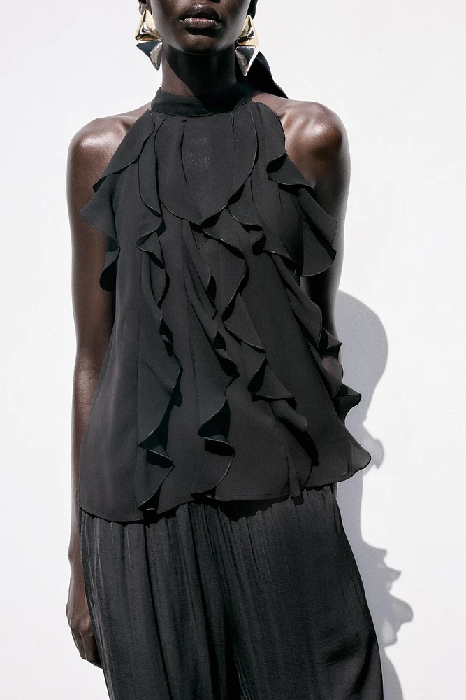 RUFFLED HALTER TOP