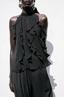 RUFFLED HALTER TOP