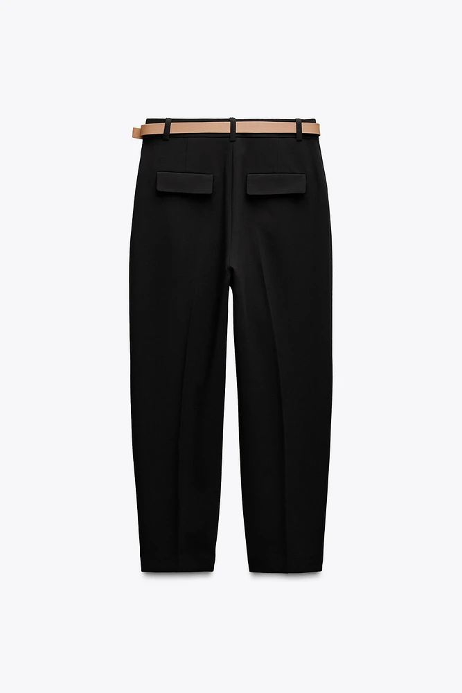 PLEATED BELTED PANTS