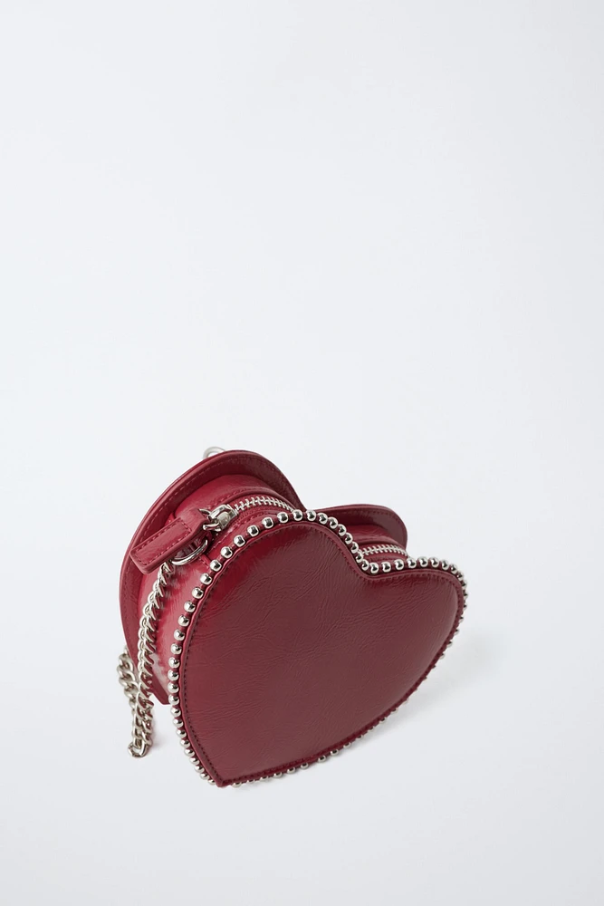 STUDDED HEART CROSSBODY BAG