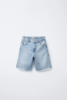 STAR PATCH RELAXED BAGGY DENIM SHORTS
