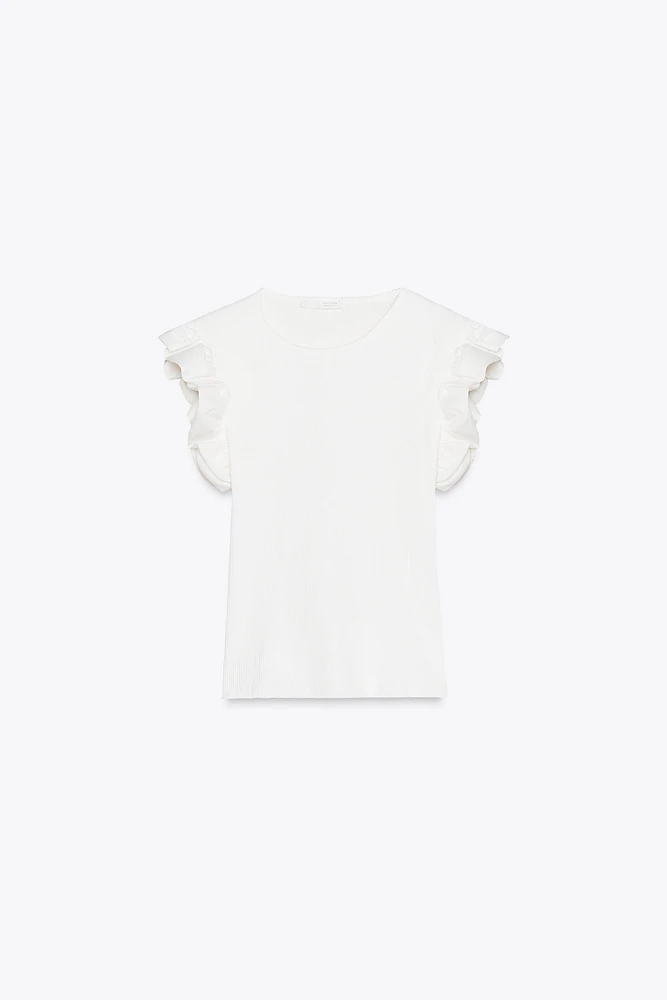 COMBINATION RUFFLED T-SHIRT