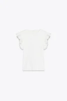 COMBINATION RUFFLED T-SHIRT