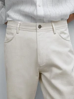 Cotton blend tapered fit denim trousers