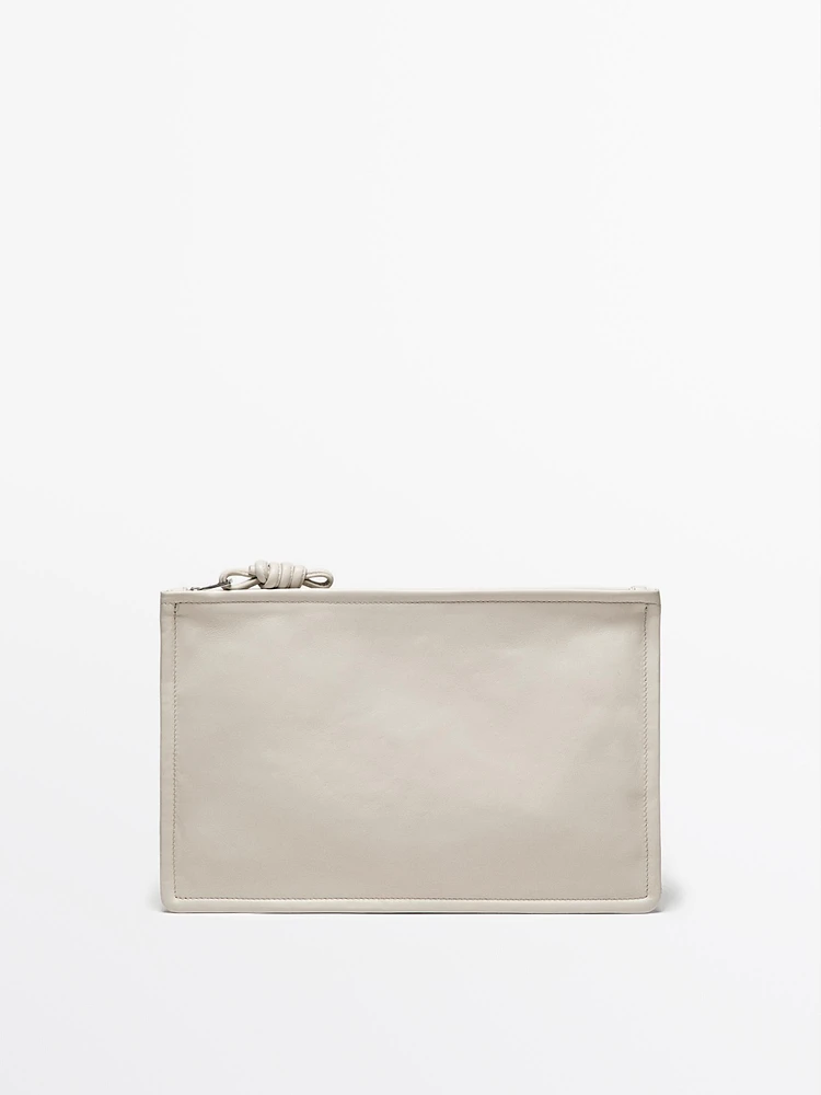 Petit sac pochette avec nœud en cuir nappa