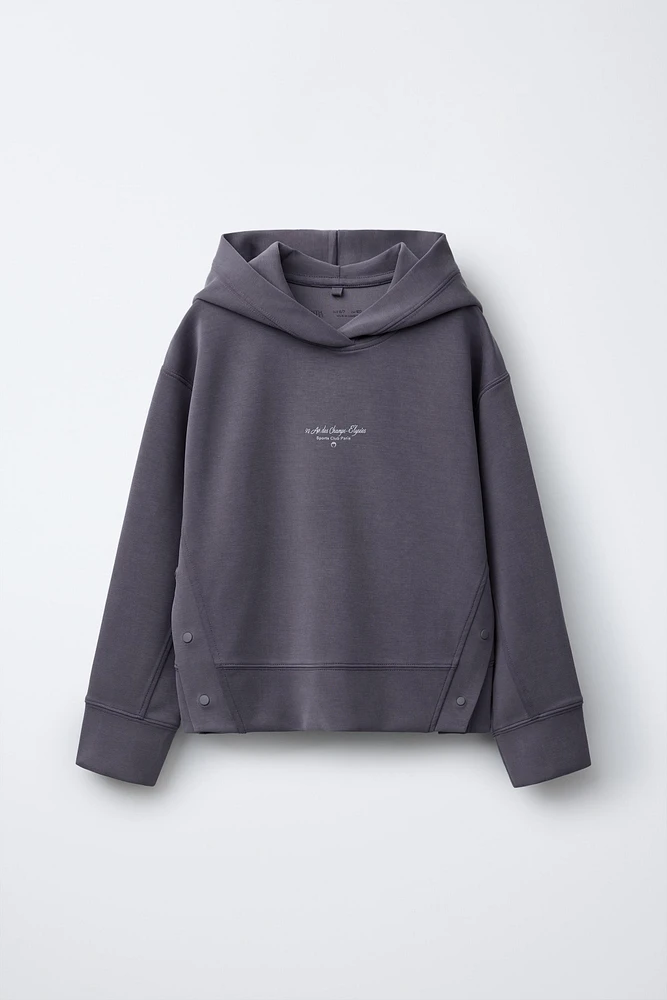 TEXT PRINT HOODED SWEATSHIRT