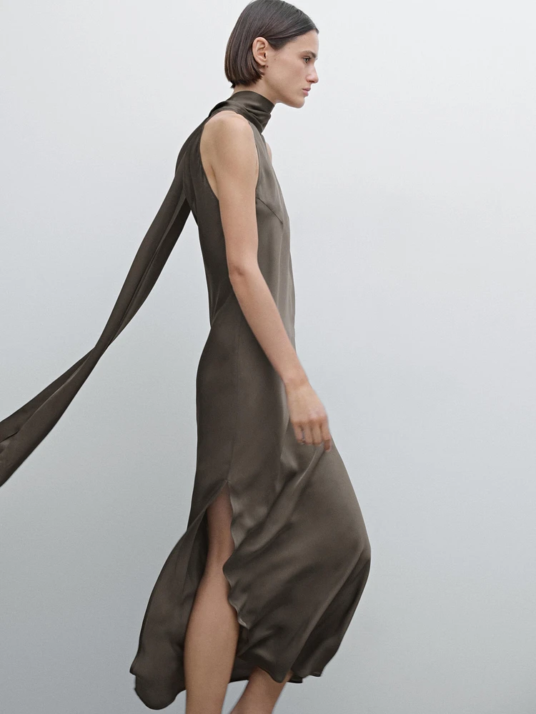 Halter neck dress with tie detail - Studio