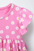 TEXTURED PRINT DRESS