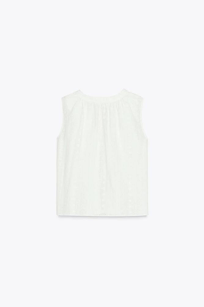 CHEMISE BRODÉE PERFORÉE À VOLANTS