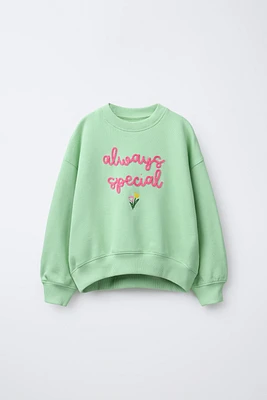 CORDED TEXT EMBROIDERED SWEATSHIRT