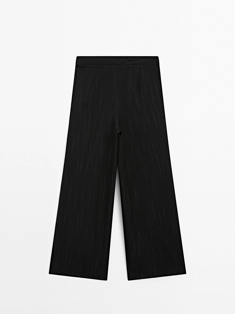 Pantalon à pinces imprimé rayures