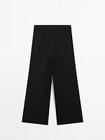 Pantalon à pinces imprimé rayures