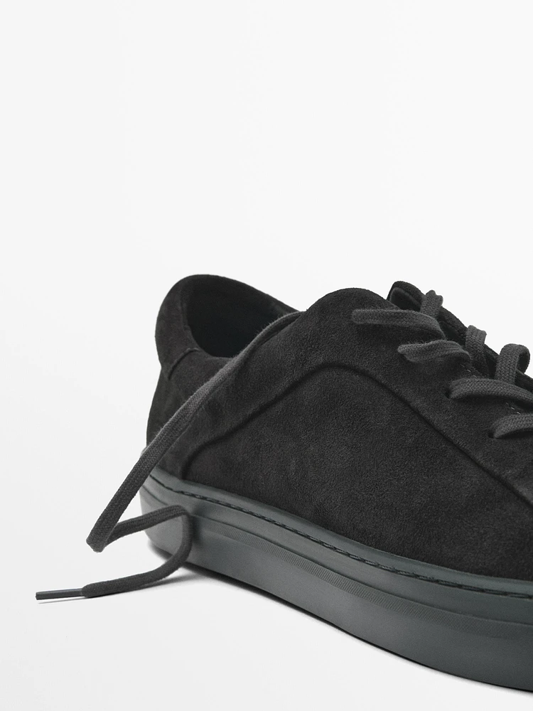 Split suede trainers