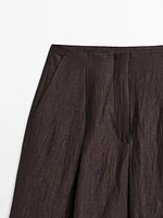 Flowing linen blend trousers with darts