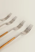 SET OF FORKS WITH WOOD-DESIGN HANDLES (SET OF 4)