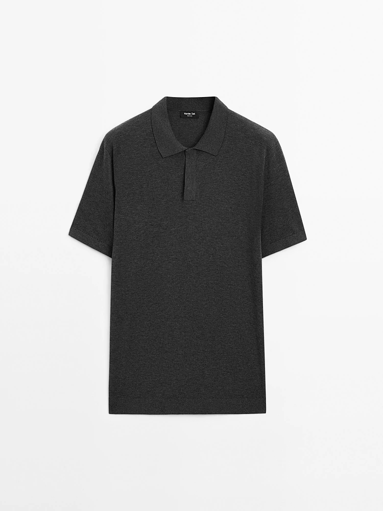 Cotton blend knit polo shirt