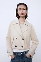 SHORT FAUX SUEDE TRENCH COAT