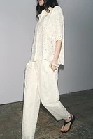ZW COLLECTION PANTS WITH PERFORATED EMBROIDERY