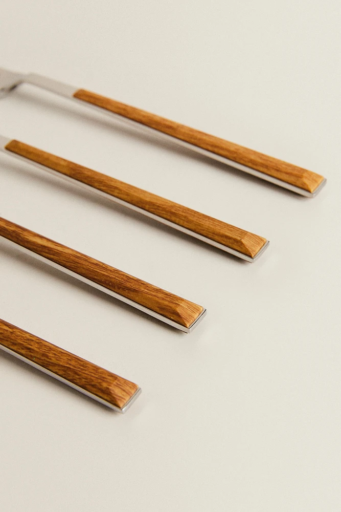 SET OF FORKS WITH WOOD-DESIGN HANDLES (SET OF 4)