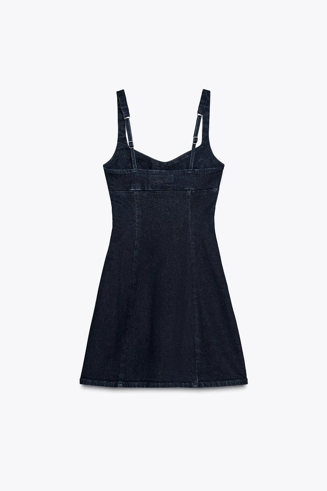 ROBE Z1975 MINI EN DENIM À BRETELLES