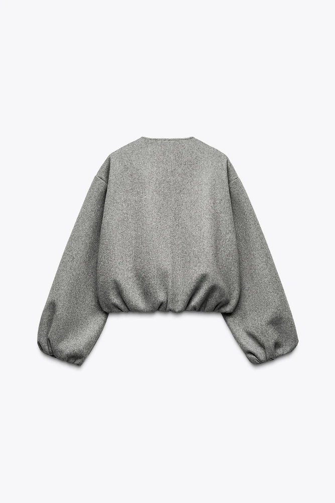 BLOUSON BOMBER DOUX À FINITIONS ÉLASTIQUES