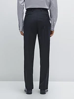Pantalon de costume uni en laine