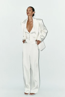 PANTALON SATINÉ TAILLE HAUTE PLIS