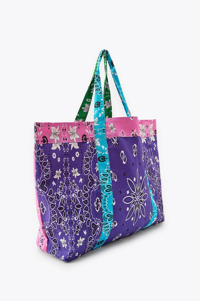 PRINTED TWILL MAXI BAG