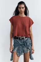 LINEN T-SHIRT WITH POCKET